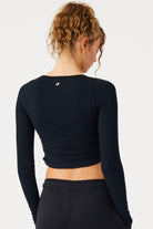 Jerf-Aura Uzun Kol Büzgülü Tshirt Siyah-T-shirt-2-Milagron.com