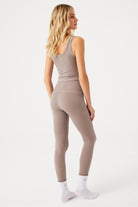 Jerf-Aura Yüksek Bel 7/8 Modal Tayt Açık Kahve-Tayt-3-Milagron.com