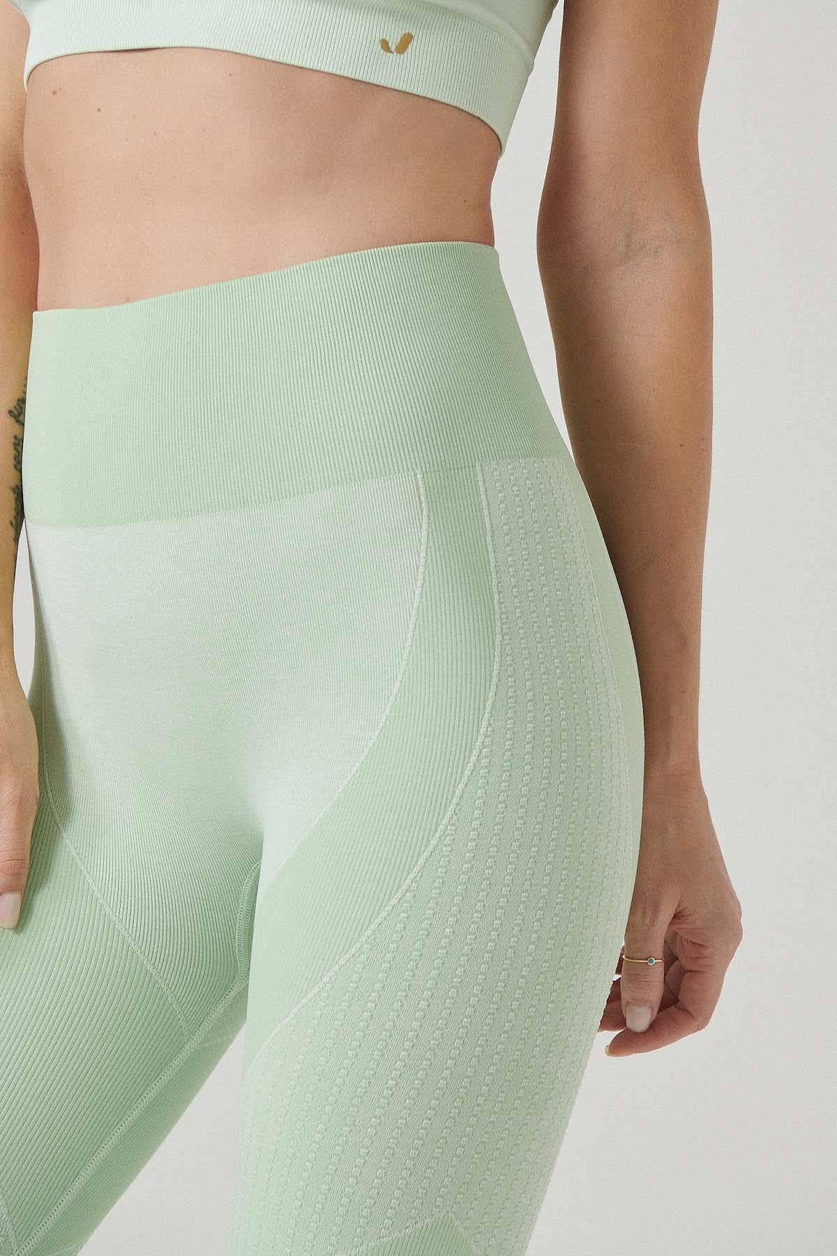 Jerf-Bonita Desen Detaylı Şekillendirici Tayt Yeşil-Tayt-2-Milagron.com