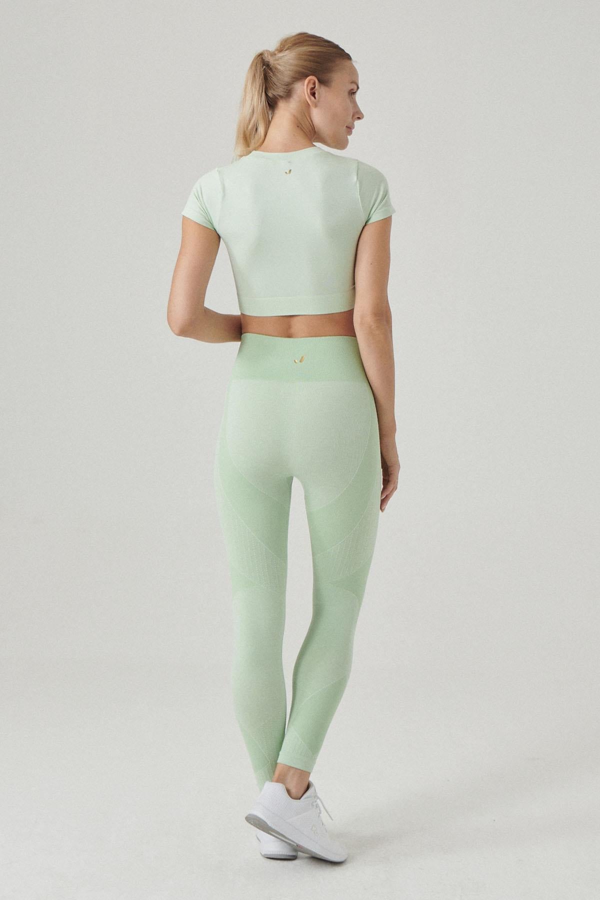 Jerf-Bonita Desen Detaylı Şekillendirici Tayt Yeşil-Tayt-4-Milagron.com