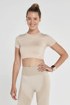 Jerf-Captiva Yumuşak Dokulu & Esnek Crop Top Bej-Crop Top-1-Milagron.com