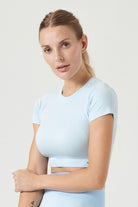 Jerf-Captiva Yumuşak Dokulu & Esnek Crop Top Mavi-Crop Top-2-Milagron.com