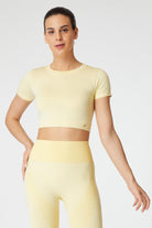 Jerf-Captiva Yumuşak Dokulu & Esnek Crop Top Sarı-Crop Top-1-Milagron.com