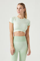 Jerf-Captiva Yumuşak Dokulu & Esnek Crop Top Yeşil-Crop Top-1-Milagron.com