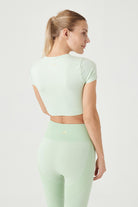 Jerf-Captiva Yumuşak Dokulu & Esnek Crop Top Yeşil-Crop Top-3-Milagron.com