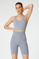 Jerf-Gela Çift Katlı Kompress Sport Bra Gri-Spor Sütyeni-3-Milagron.com