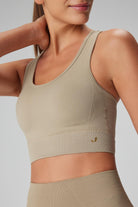Jerf-Gela Çift Katlı Kompress Sport Bra Haki-Spor Sütyeni-2-Milagron.com