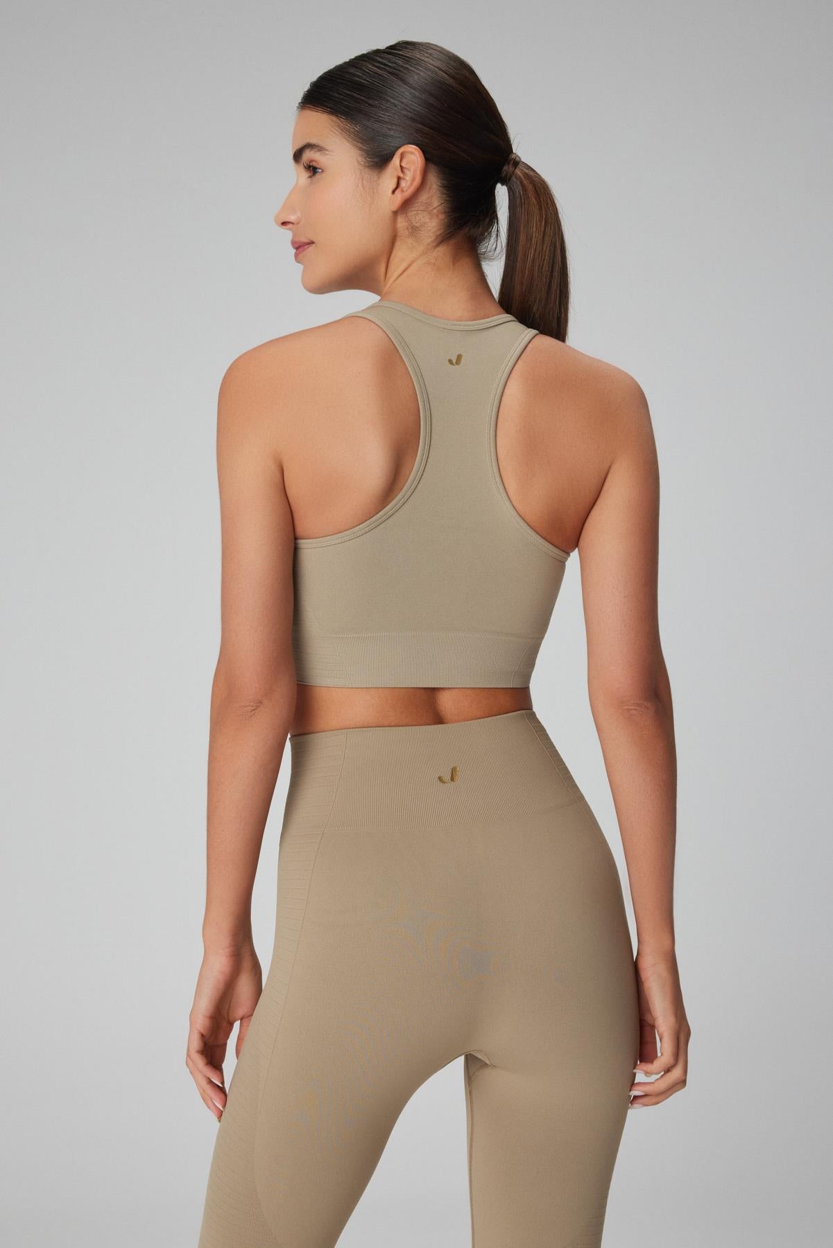 Jerf-Gela Çift Katlı Kompress Sport Bra Haki-Spor Sütyeni-4-Milagron.com