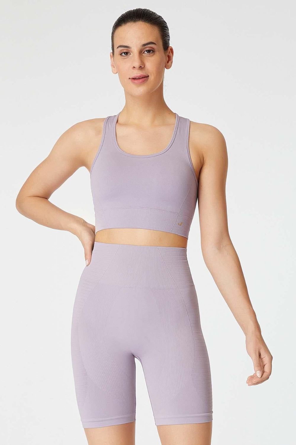 Jerf-Gela çift Katlı Kompress Sport Bra Pastel Mor-Spor Sütyeni-2-Milagron.com