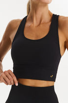 Jerf-Gela Çift Katlı Kompress Sport Bra Siyah-Spor Sütyeni-2-Milagron.com