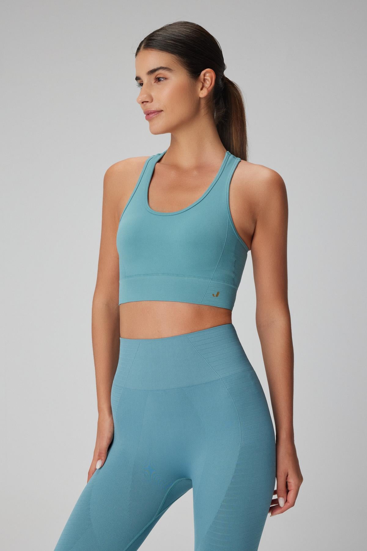 Jerf-Gela Çift Katlı Kompress Sport Bra Su Yeşili-Spor Sütyeni-3-Milagron.com