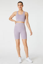 Jerf-Gela Şekillendirici Sport Biker Tayt Pastel Mor-Tayt-1-Milagron.com