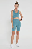 Jerf-Gela Şekillendirici Sport Biker Tayt Su Yeşili-Tayt-2-Milagron.com