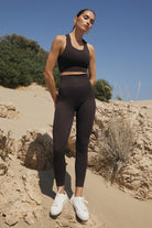 Jerf-Gela Yüksek Bel, Esnek Ve Toparlayıcı Spor Tayt Acı Kahve-Tayt-1-Milagron.com