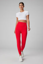 Jerf-Gela Yüksek Bel, Esnek Ve Toparlayıcı Spor Tayt Kırmızı-Tayt-3-Milagron.com