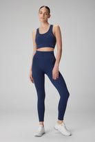 Jerf-Gela Yüksek Bel, Esnek Ve Toparlayıcı Spor Tayt Lacivert-Tayt-3-Milagron.com