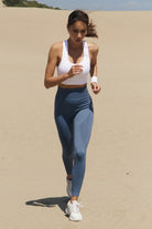 Jerf-Gela Yüksek Bel, Esnek Ve Toparlayıcı Spor Tayt Natural Mavi-Tayt-1-Milagron.com