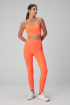 Jerf-Gela Yüksek Bel, Esnek Ve Toparlayıcı Spor Tayt Neon Mercan-Tayt-3-Milagron.com