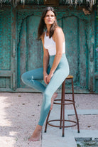 Jerf-Gela Yüksek Bel, Esnek Ve Toparlayıcı Spor Tayt Su Yeşili-Tayt-1-Milagron.com