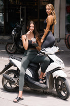 Jerf-Gela Yüksek Bel, Esnek Ve Toparlayıcı Spor Tayt Yeşil-Tayt-1-Milagron.com