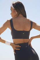 Jerf-Holly Petek Desenli Kaplı Bra Antrasit-Spor Sütyeni-3-Milagron.com