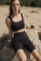 Jerf-Holly Petek Desenli Yüksek Bel Biker Tayt Acı Kahve-Tayt-1-Milagron.com