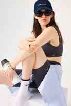 Jerf-Holly Petek Desenli Yüksek Bel Biker Tayt Antrasit-Tayt-1-Milagron.com