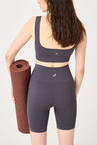 Jerf-Holly Petek Desenli Yüksek Bel Biker Tayt Antrasit-Tayt-3-Milagron.com