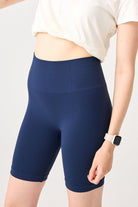 Jerf-Holly Petek Desenli Yüksek Bel Biker Tayt Lacivert-Tayt-3-Milagron.com