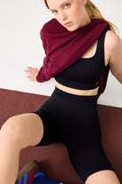 Jerf-Holly Petek Desenli Yüksek Bel Biker Tayt Siyah-Tayt-1-Milagron.com