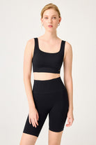 Jerf-Holly Petek Desenli Yüksek Bel Biker Tayt Siyah-Tayt-2-Milagron.com