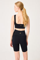 Jerf-Holly Petek Desenli Yüksek Bel Biker Tayt Siyah-Tayt-4-Milagron.com