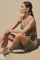 Jerf-Holly Petek Desenli Yüksek Bel Biker Tayt Yeşil-Tayt-1-Milagron.com