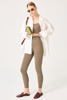 Jerf-Holly Petek Desenli Yüksek Bel Tayt Yeşil-Tayt-1-Milagron.com