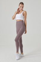 Jerf-Luz Kemeri Rip Detaylı Yüksek Bel, Sıkılaştırıcı Tayt Açık Kahve-Tayt-3-Milagron.com