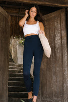 Jerf-Luz Kemeri Rip Detaylı Yüksek Bel, Sıkılaştırıcı Tayt Lacivert-Tayt-1-Milagron.com