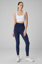 Jerf-Luz Kemeri Rip Detaylı Yüksek Bel, Sıkılaştırıcı Tayt Lacivert-Tayt-3-Milagron.com