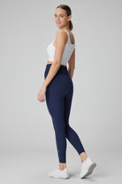 Jerf-Luz Kemeri Rip Detaylı Yüksek Bel, Sıkılaştırıcı Tayt Lacivert-Tayt-4-Milagron.com