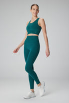 Jerf-Luz Kemeri Rip Detaylı Yüksek Bel, Sıkılaştırıcı Tayt Yeşil-Tayt-3-Milagron.com