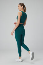 Jerf-Luz Kemeri Rip Detaylı Yüksek Bel, Sıkılaştırıcı Tayt Yeşil-Tayt-4-Milagron.com