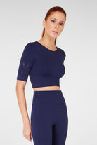 Jerf-Naples Kısa Kol Crop Top Econyl Lacivert-Crop Top-2-Milagron.com