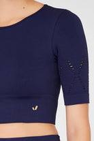 Jerf-Naples Kısa Kol Crop Top Econyl Lacivert-Crop Top-3-Milagron.com