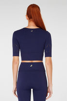 Jerf-Naples Kısa Kol Crop Top Econyl Lacivert-Crop Top-4-Milagron.com