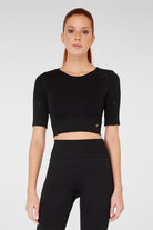 Jerf-Naples Kısa Kol Crop Top Econyl Siyah-Crop Top-1-Milagron.com