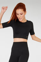Jerf-Naples Kısa Kol Crop Top Econyl Siyah-Crop Top-2-Milagron.com