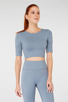Jerf-Naples Kısa Kol Crop Top Econyl Stone-Crop Top-2-Milagron.com