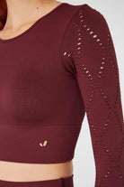 Jerf-Naples Uzun Kol Crop Top Econyl Bordo-Crop Top-3-Milagron.com