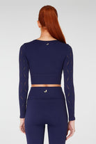 Jerf-Naples Uzun Kol Crop Top Econyl Lacivert-Crop Top-4-Milagron.com