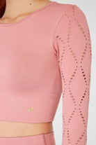 Jerf-Naples Uzun Kol Crop Top Econyl Pembe-Crop Top-3-Milagron.com