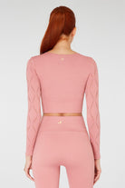 Jerf-Naples Uzun Kol Crop Top Econyl Pembe-Crop Top-4-Milagron.com